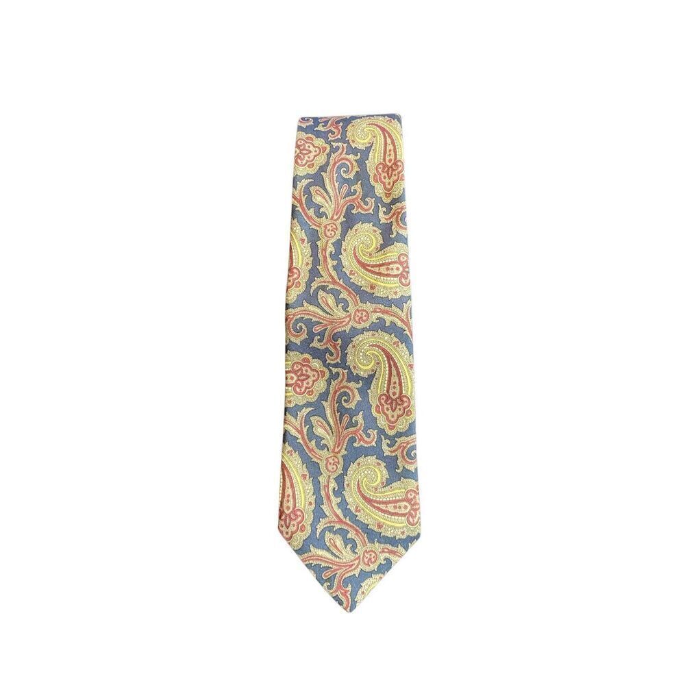 Abraham and Strauss men’s vintage blue paisley, print silk tie, 57
